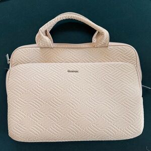 Cream Quilted Laptop Bag for Women